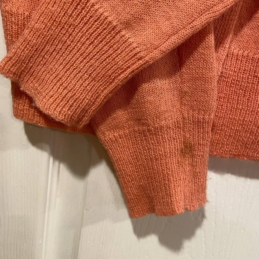 J. Crew Size S Coral Crystal Button Long Sleeve Lightweight Alpaca Cardigan
